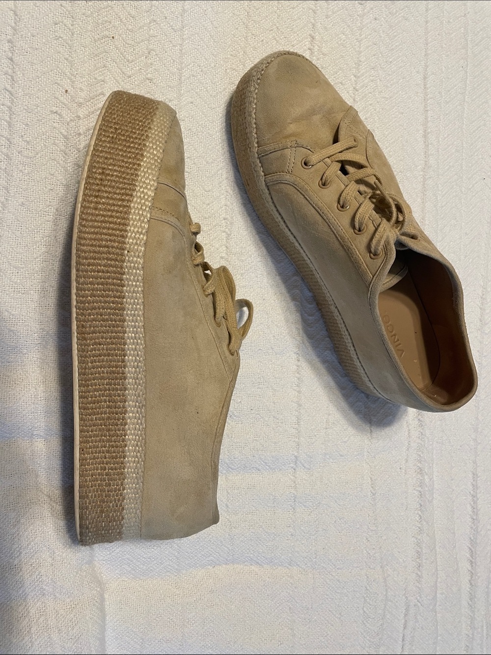 Vince Women’s Suede Platform Sneakers in Taupe